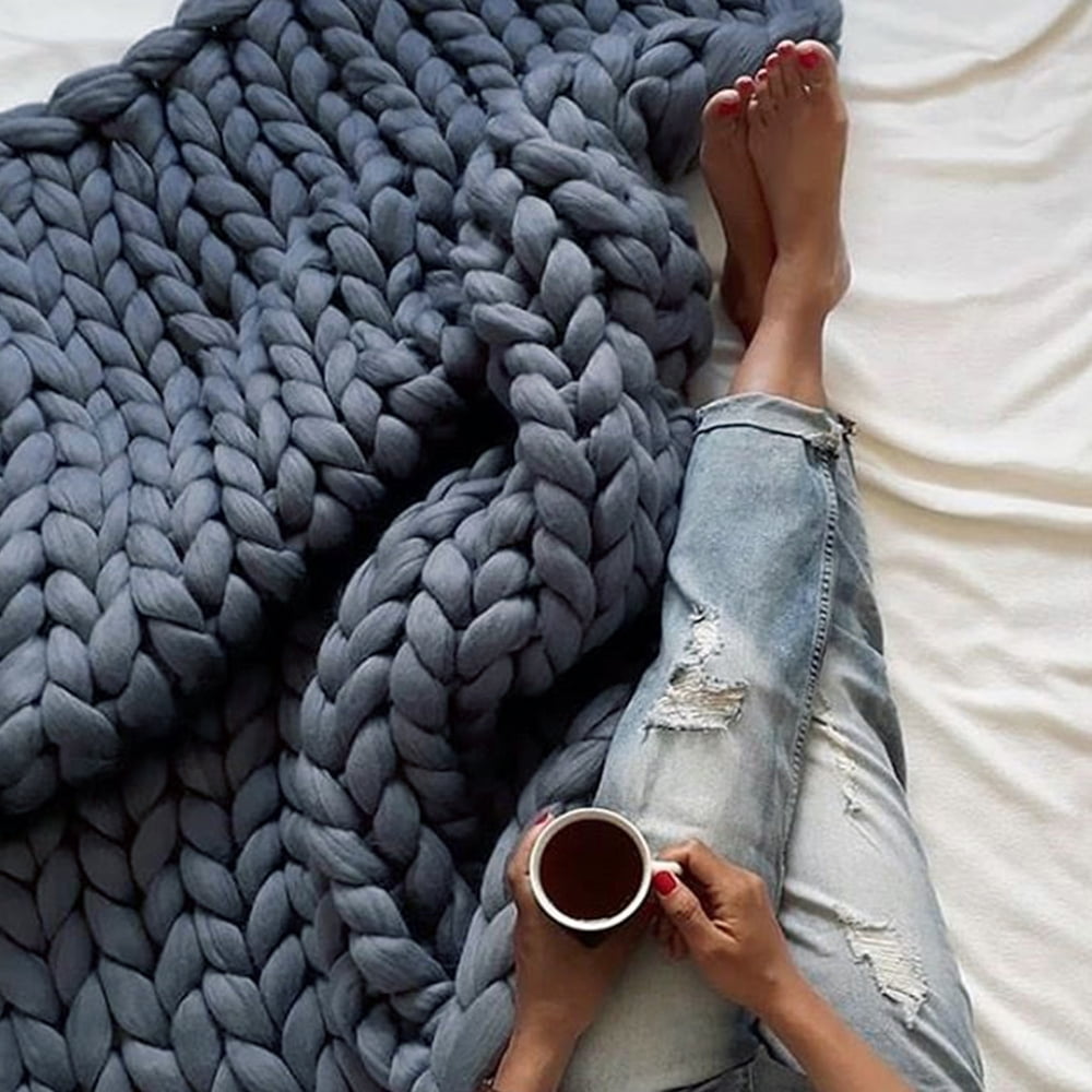 Kepooman 47" x 59" Warm Chunky Knit Blanket Throw for Couch Sofa Bed Recliner, Large Knitted Blanket for Home Office Chair, Dark Gray Kepooman 47" x 59" Warm Chunky Knit Blanket Throw for Couch Sofa Bed Recliner, Large Knitted Blanket for Home Office Chair, Dark Gray