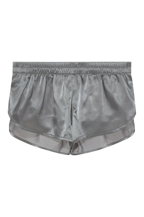 Men's Boxer Jockstrap Sexy Underwear, Silky Satin Split Side Gym Running Active Shorts