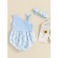 thumbnail image 3 of Niusricy Kids Baby Girl Summer Casual Jumpsuits Outfits 0-18M Toddler Sleeveless Romper Floral Print Patchwork Bodysuits and Headband Set Little Girls Fashion Cute Floral Clothes for Daily Vacation, 3 of 6