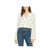 Hippie Rose Juniors' Ditsy Floral Peasant Top White L NEW 000084