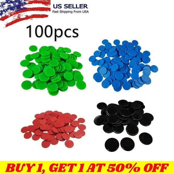 100X Opaque Plastic Learning Counters Mini Poker Chips Game Tokens w/ StorageBox