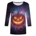 thumbnail image 5 of Godom Women's Funny Halloween Tee Pumpkin Graphic T Shirts Shirt 3/4 Sleeve Shirt Tops, 5 of 6