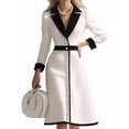 thumbnail image 3 of Women'S Colorblock V-Neck Blazer Dress - Long Sleeve Buttoned Party Outfit Black & White XXL, 3 of 8