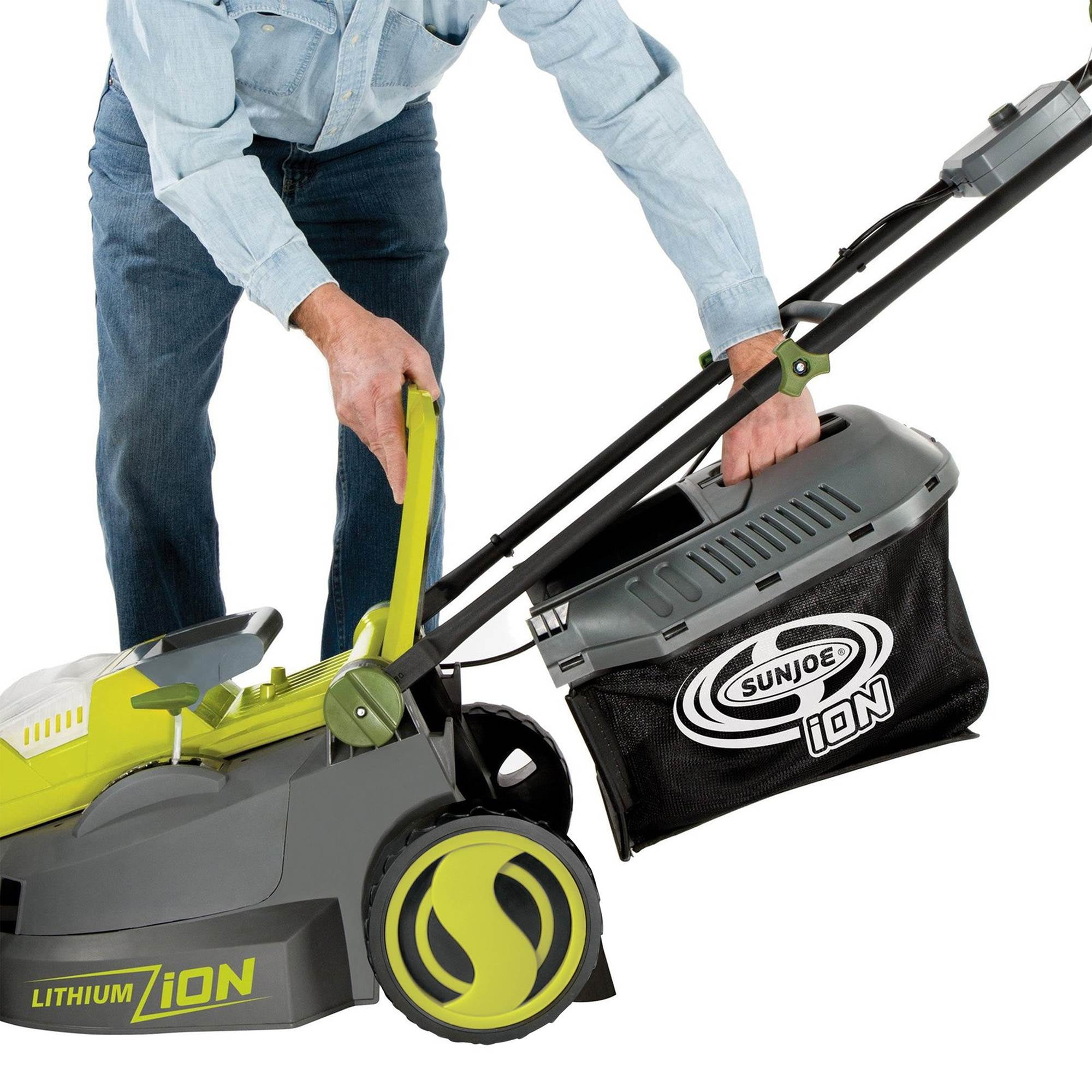 Sun Joe ION16LM iON 40V 4.0 Ah Cordless 16 Inch Push Behind Lawn Mower Green Walmart