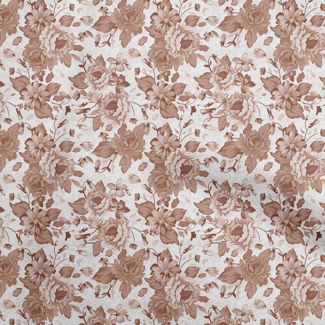 oneOone Polyester Spandex Light Brown Fabric Asian Floral Sewing Craft Projects Fabric Prints By Yard 56 Inch Wide