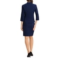 thumbnail image 3 of Conjunto de falda de 2 piezas Inspire Chic para mujer, con chaqueta de solapa y falda lápiz XS en azul oscuro, 3 of 6