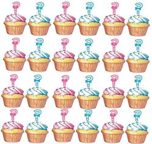 Lashes or Stashes baby gender reveal edible wafer cookie toppers cupcake tops 