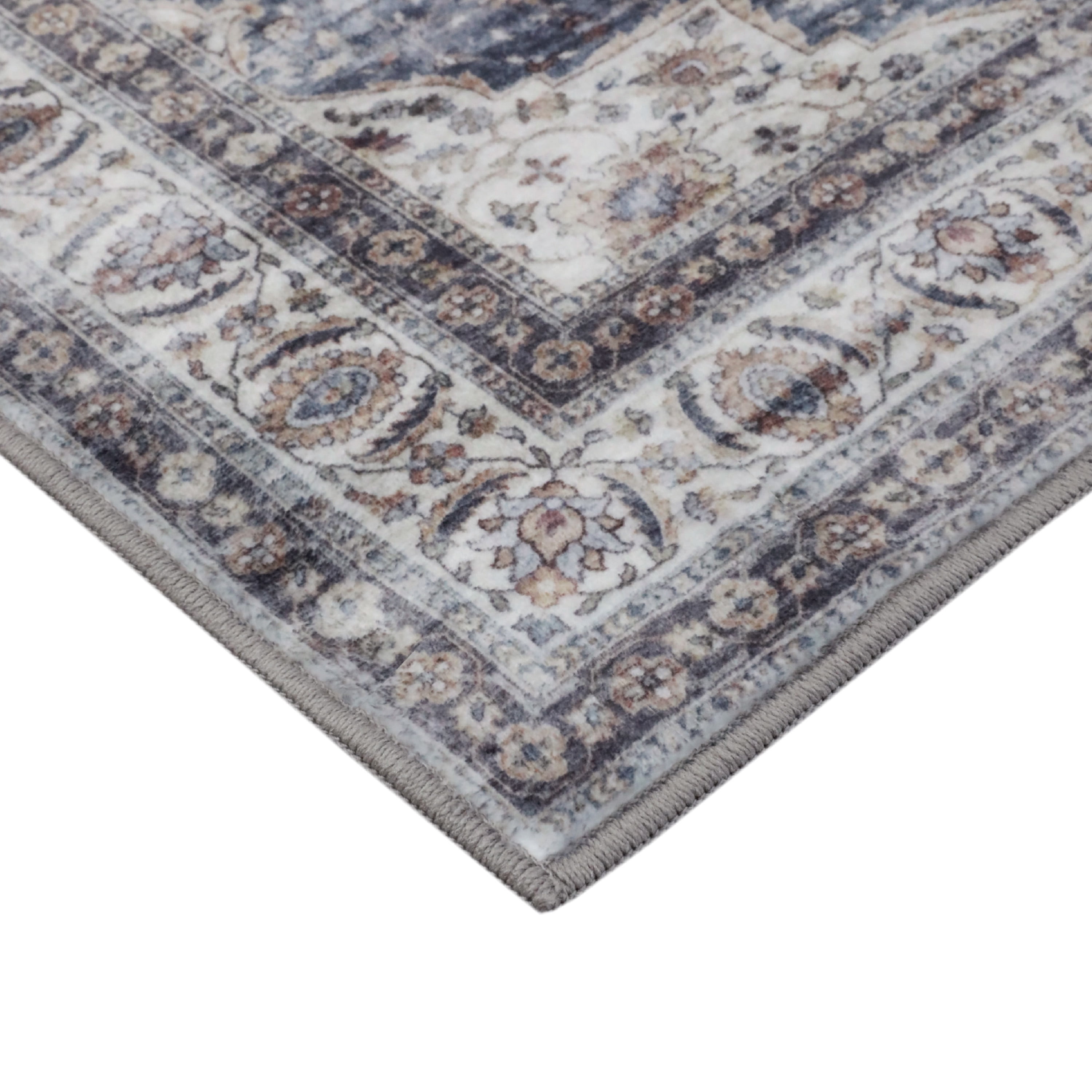 Washable Skid-Resistant Area Rug Geometric Navy/Cream 8' x 11'