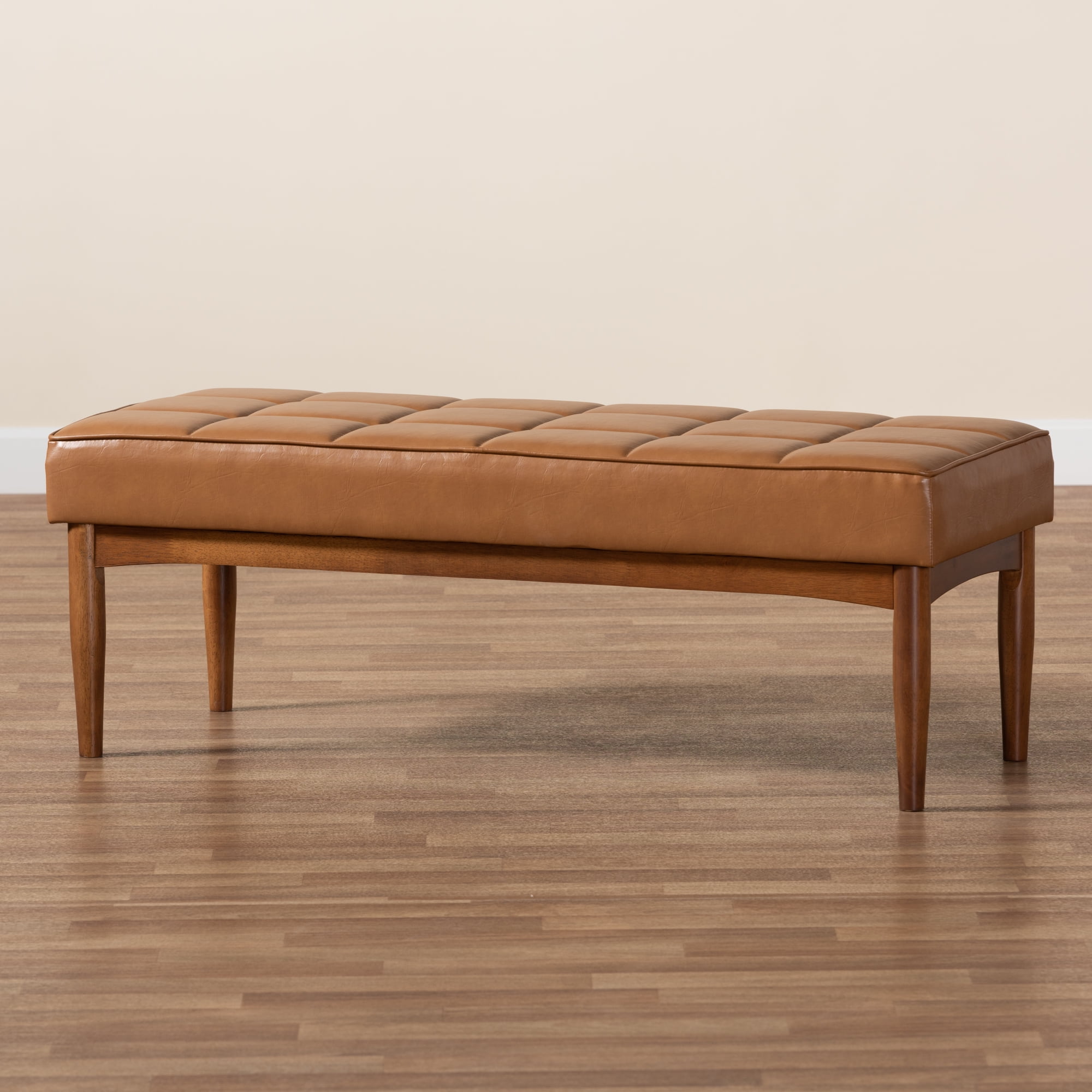 Baxton Studio Sanford Tufted & Upholstered Bench, Tan