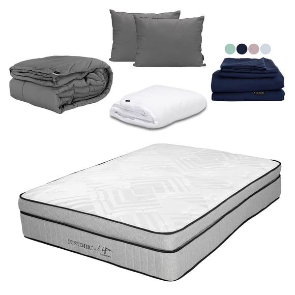 Colchón Queen Size Restonic Lipa Almohada 2Pack Protector Cloud Sábanas Softy Edredon Homy