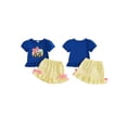 thumbnail image 2 of BemeyourBBs Toddler Baby Girl Back to School Outfit Baby First Day of School Kindergarten Outfit Baby Girl Summer Clothes Bow School Bus Embroidery Short Sleeve T Shirt Tops and Stripe Shorts Set, 2 of 9