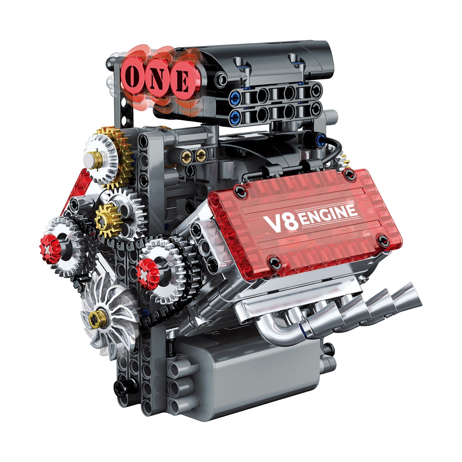 American V8 Engine Model Building Blocks Kit, Detailed Educational STEM Toy for Car Enthusiasts and Adult Hobbyists
