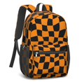 thumbnail image 2 of Orange and Black Wavy Checkered 17" School Backpacks for Teens,Waterproof Oxford Fabric,S-Shape Padded Straps for School,Travel,Hiking,Camping, 2 of 6