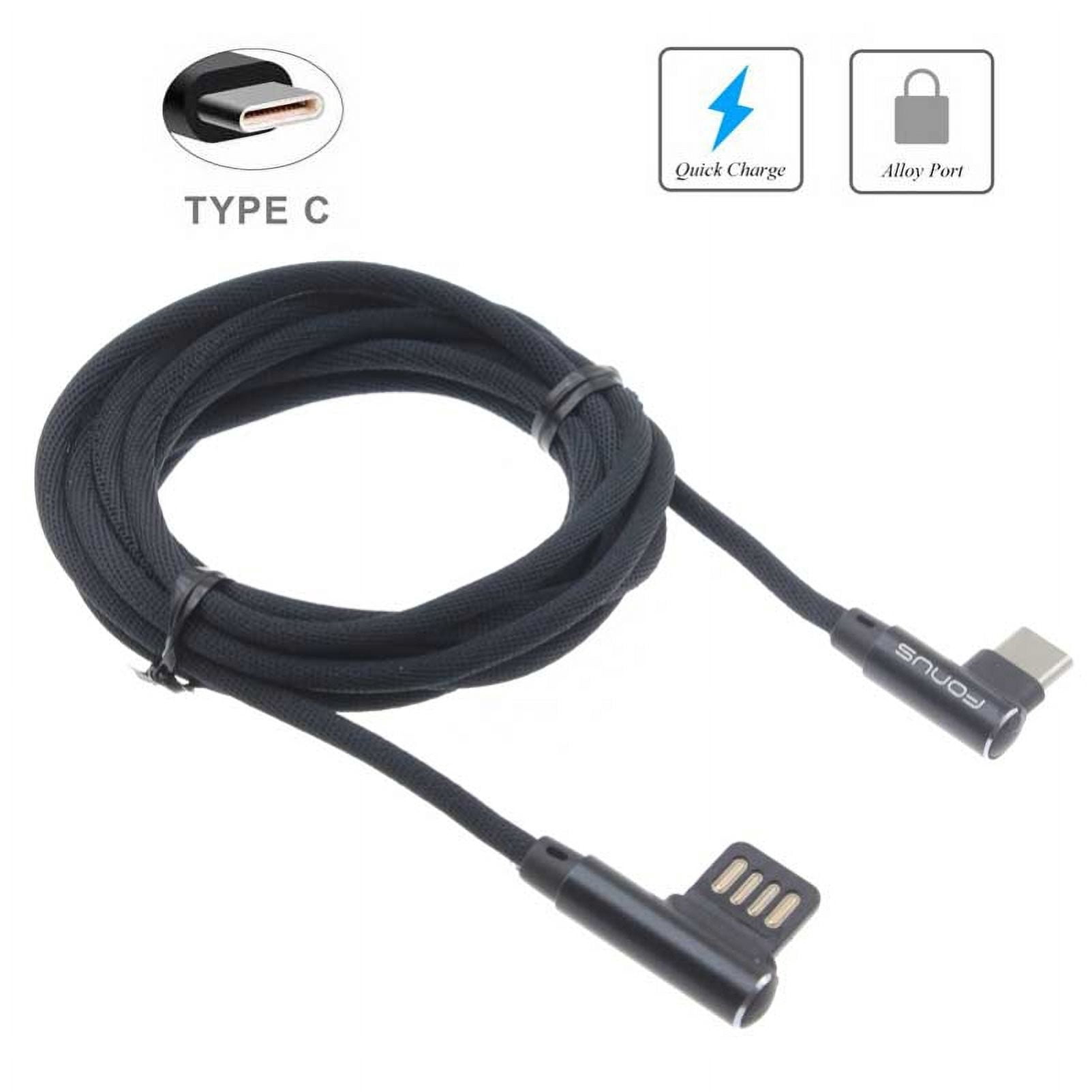 Adaptive Fast Home Charger w 10ft Type-C Angle USB Cable E7A for Nokia 7.1, 8, 3.1 Plus - OnePlus 5T, 6, 6T, 7 Pro - Razer Phone 2 - RED Hydrogen One - Samsung Galaxy Tab S3 9.7 S9 Plus, S8+