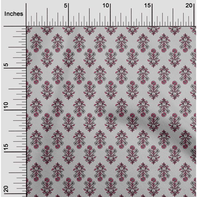 oneOone Georgette Viscose Light Gray Fabric Leaves & Floral Block Sewing Craft Projects Fabric Prints By Yard 42 Inch Wide