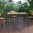 thumbnail image 4 of BizChair Commercial Grade Outdoor Dining Table 55" x 31" with Faux Teak Poly Slats and Metal Frame, Natural/Gray, 4 of 12