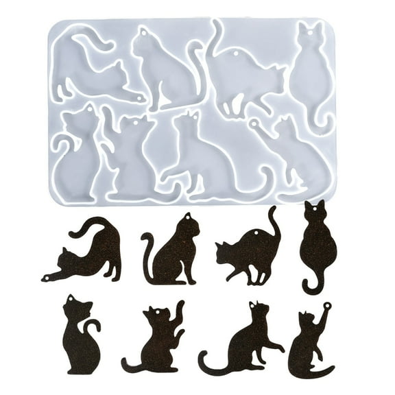 BYNNIX 8 Cavity Silicone Mold For Cats Pendants High Transparency And Easy Release Accessory Mold For Craft Jewelry Making