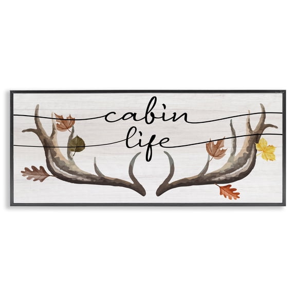 Stupell Industries Farmhouse Cabin Life Autumn Antlers Black Framed Giclee Art, 30 x 13, by Lil' Rue