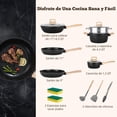 thumbnail image 2 of Sartenes Antiadherentes, Juego de 14 Ollas y Sartenes, Bateria de Cocina, Utensilios de Cocina de Inducción de Granito con Sartenes, Cacerolas, Sartén, Espátula (Negro), 2 of 4