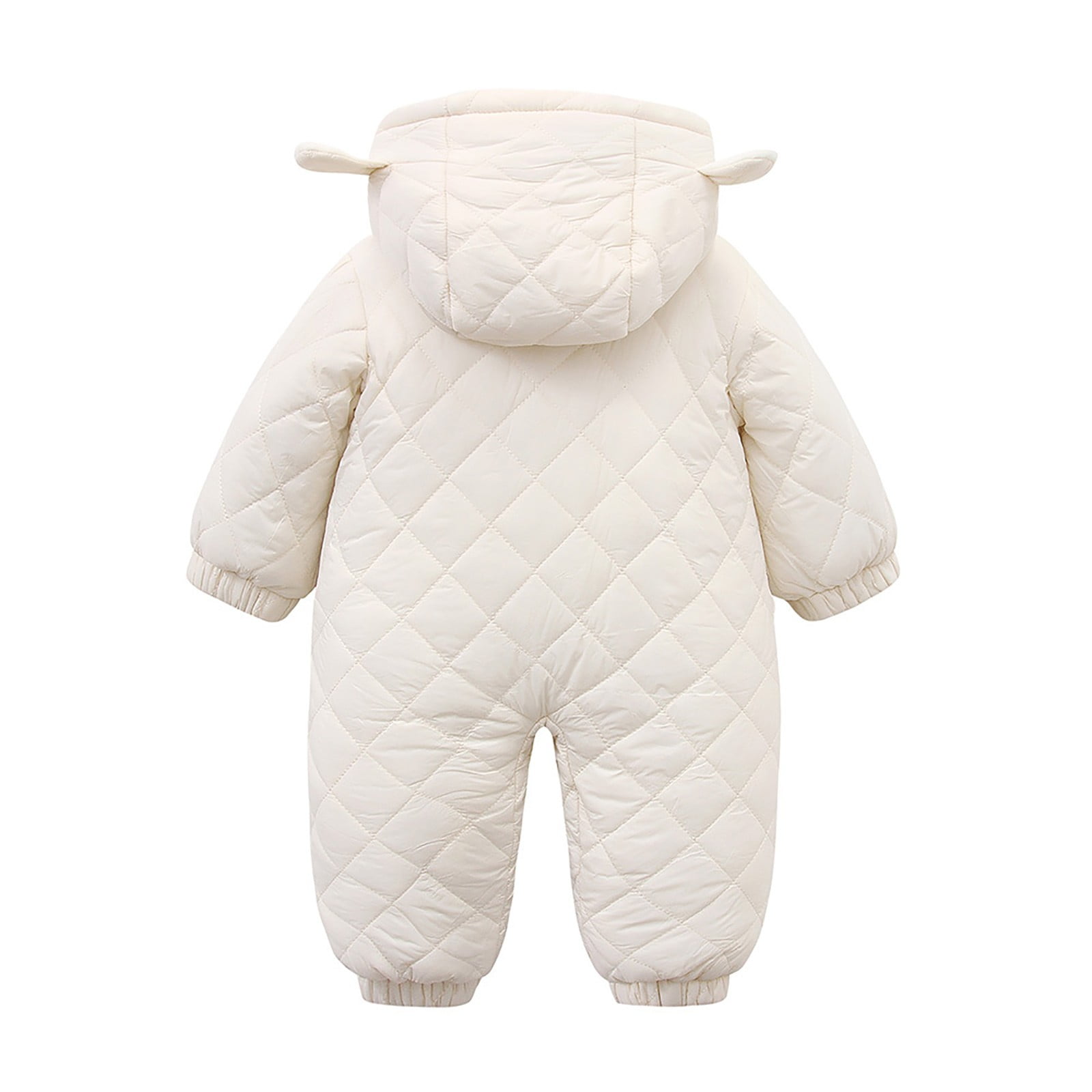 Karoyedx Baby Romper Newborn Baby Outfit With Footies Girls Boys Winter Fleece Clothes Hooded Romper Snowsuit Outwear Beige Size,D