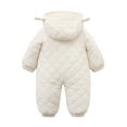 thumbnail image 2 of Caqnni Newborn Baby Infant Boy Girl Polar Fleece Jacket Romper Hooded Jumpsuit Bodysuit Outfits Clothes Fall Winter Onesie Outwear (A,Beige), 2 of 8