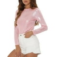 thumbnail image 4 of INSPIRE CHIC Women's Top Long Sleeve Sparkly Glitter Shiny Metallic Tops L Pink, 4 of 6