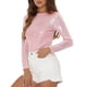 thumbnail image 4 of INSPIRAR CHIC Blusa de Mujer de Manga Larga Brillante con Purpurina Metálica Rosa, 4 of 6
