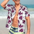 thumbnail image 5 of Lsque Tulips Flowers pattern Hawaiian Shirt for Men, Unisex Summer Beach Casual Short Sleeve Button Down Shirts-3X-Large, 5 of 9