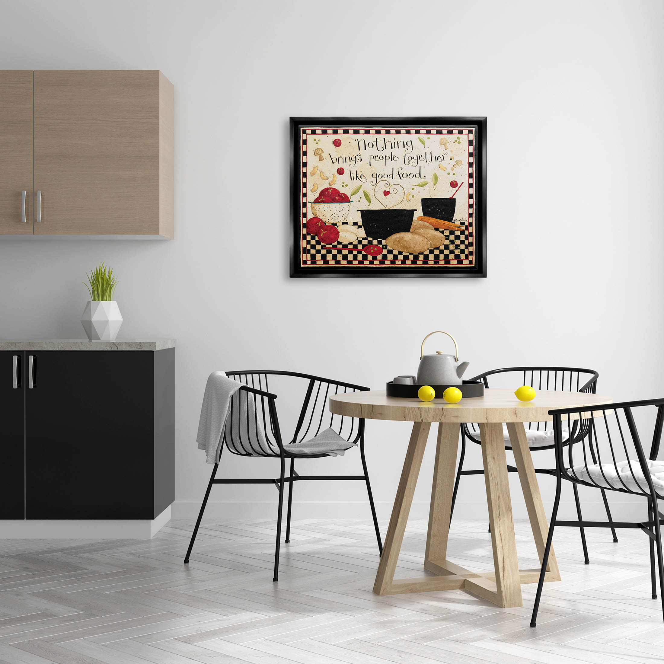Good Food Brings People Together Phrase Food & Beverage Graphic Art Jet Black Framed Art Print Wall Art