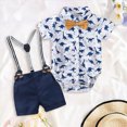 thumbnail image 2 of Xudanell Toddler Clothes for Boys Summer Outfit Baby Boy Bowtie Shirt Suspenders Shorts Kid formal Short Set Blue 12-18 Months, 2 of 9