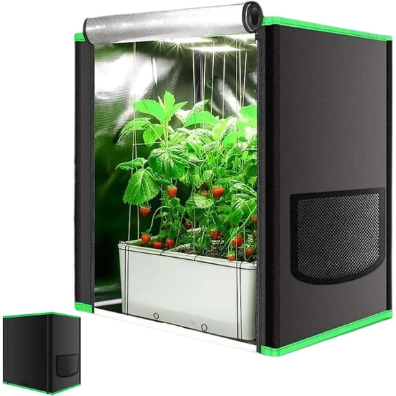Small Grow Tent for Aerogarden Hydroponics Growing System Indoor 20"x14"x22"High Reflective Mylar Leak-Proof of Light 600D Oxford Fabric for Indoor Plant (Black(Open-Bottom))