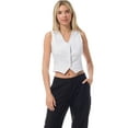 thumbnail image 5 of Made by Olivia Women's Button Front Stretch Cropped Tuxedo Suit Vest, 5 of 7
