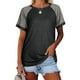 thumbnail image 4 of Camiseta de mujer con cuello redondo, manga corta, blusa suelta de colores sólidos para verano, rojo vino. Kuyhfg Bienvenido a Kuyhfg, 4 of 5