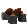 thumbnail image 3 of YDN Women's Retro Platform Slip On Mules Square Toe Low Chunky Heels Clogs Platform Loafers Slippers Shopping Dress Shoes Size 7 Brown, 3 of 4