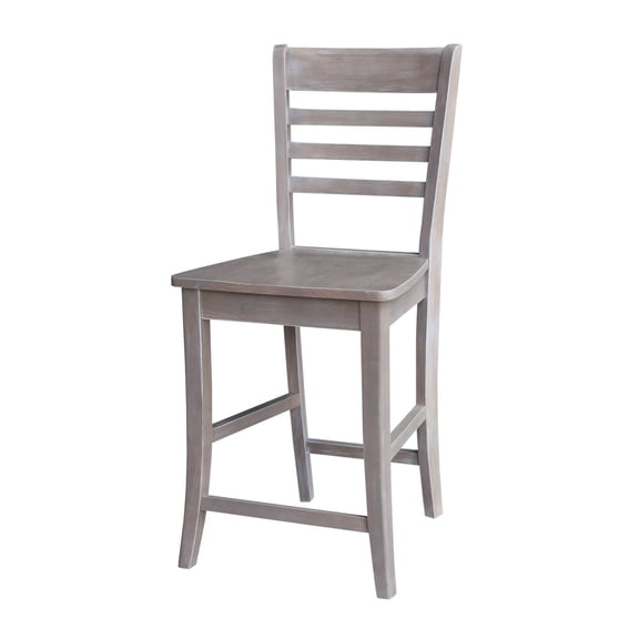 Pemberly Row Ladderback 24" Counter Stool in Weathered Gray
