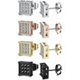 thumbnail image 2 of 4-8 Pairs Stainless Steel Stud Earrings for Men Women Square CZ Earrings,6-8MM A:4 Pairs 6MM -, 2 of 4