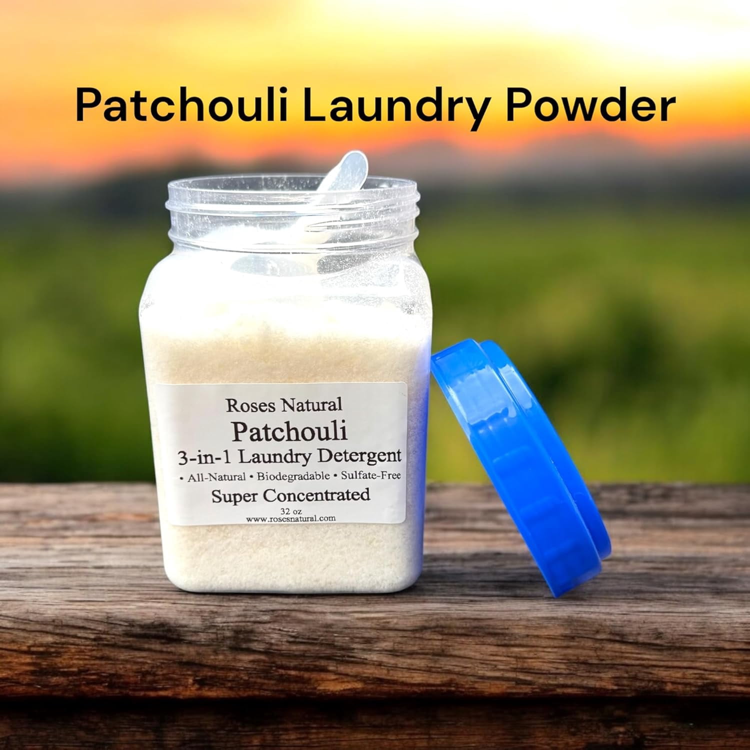 Patchouli 3-in-1 Laundry Detergent, Super Concentrated, All-Natural, Sulfate-Free, 32 oz, Non-Toxic, Stain Remover, Vegan-Friendly,