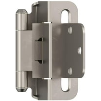 Amerock 3/8in (10 mm) Inset Self-Closing, Partial Wrap Satin Nickel Hinge - 1 Pair