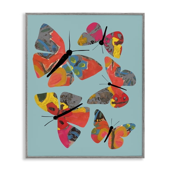 Stupell Industries Modern Abstract Patterned Butterflies Gray Framed Giclee Art, 11 x 14, by Deborah Velasquez