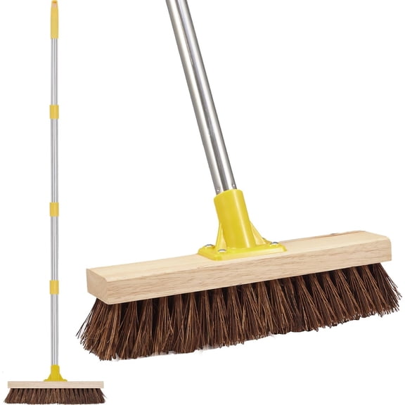 Floor Scrub Brush with Long Handle - 60" Heavy Duty Deck Brush with Stiff  Palmyra Bristle for Scrubbing, Outdoor  Brushes for Cleaning Concrete Floor, Garden, Patio, Shower