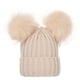 thumbnail image 2 of Gorro de bebé con doble bola de pelo, tejido a mano, estilo europeo y americano, para otoño e invierno, gorro de punto cálido y transpirable, 2 of 6