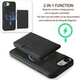thumbnail image 3 of Detachable Wallet Case for iPhone 16e Card Slots Holder, Premium PU Leather Magnetic Cover Compatible with Mag-Safe, Shockproof Removable Flip Kickstand Protective Case, Black, 3 of 6