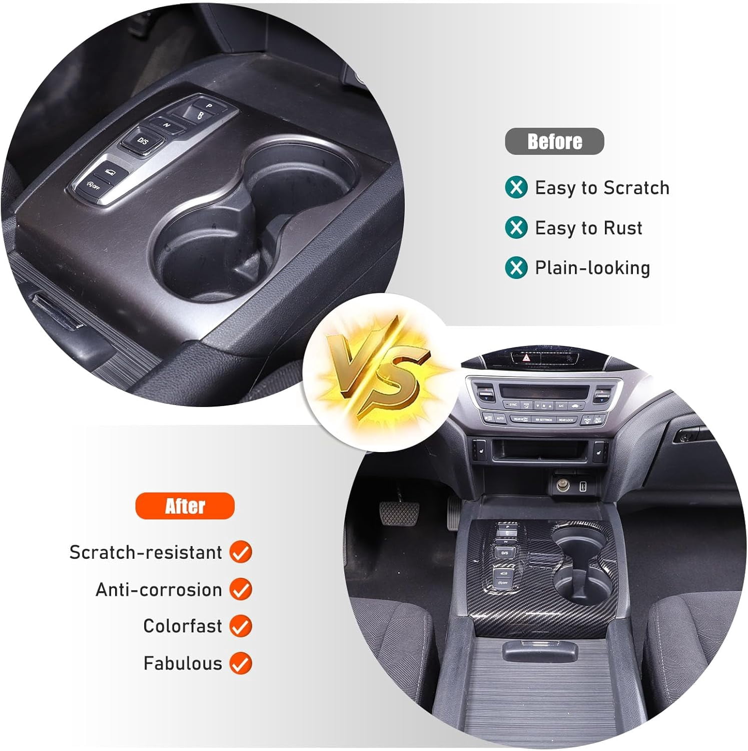 Center Console Gear Shift Panel Cup Holder Cover Trim Compatible with Honda Pilot 2016-2022/ Ridgeline 2020-2023/ Passport 2019-2023 Accessories