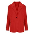 thumbnail image 4 of Hueook Fall Jackets for Women 2025 Women's Fashion Solid Button Suit Coat Long Sleeve Hatless Casual Coat Blouse Red L, 4 of 6