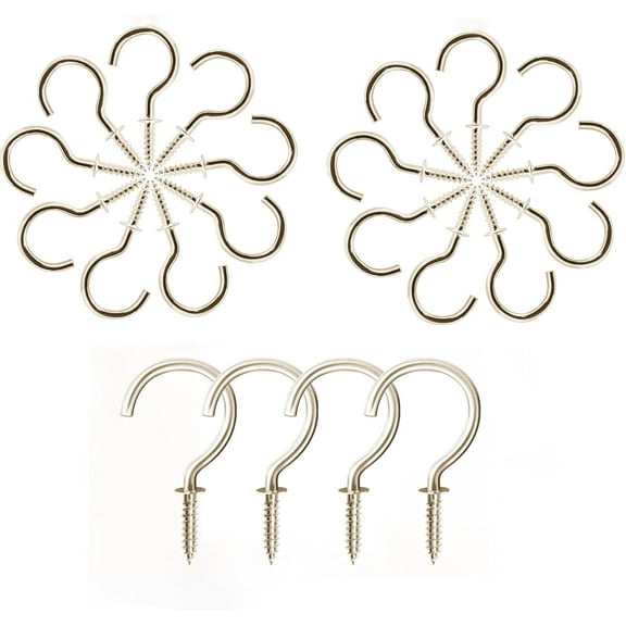 Electroplated Nickel 2IN Screw-in Hooks - Multipurpose Coffee Cup Hooks for Hanging Under Cabinet, Wall, Porch Decor | Ceiling Screw Hooks for Mugs & Cups - 20 Pcs