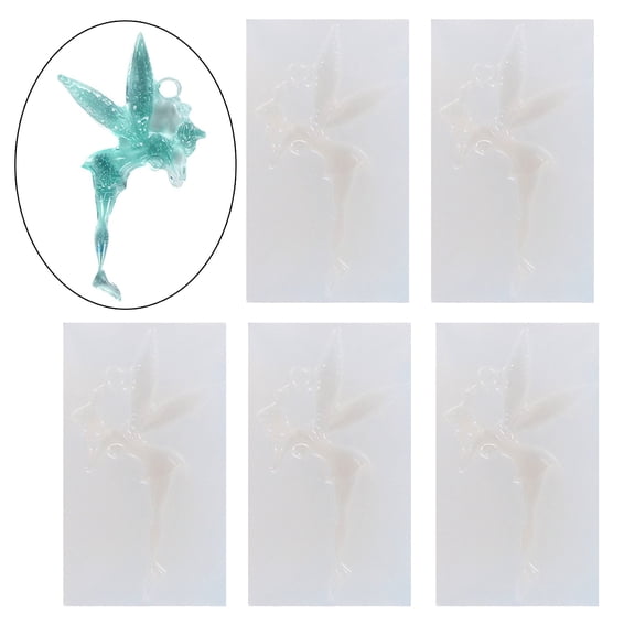 Huhudde 5pcs Christmas Resin Molds Silicone Resin Angel Fairy Ornaments Pendant Molds