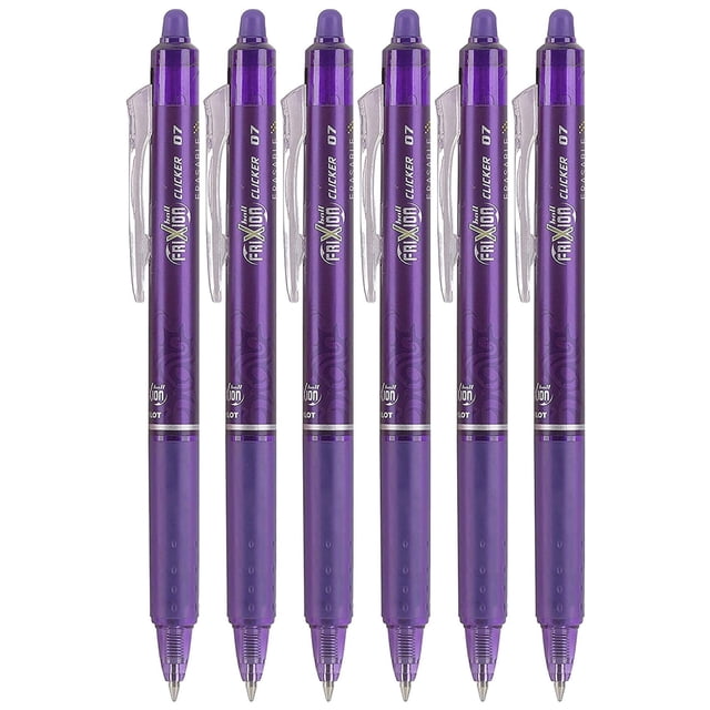 Bolígrafos de gel PILOT FriXion Clicker con punta fina, 0,7 mm, tinta morada