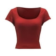 thumbnail image 3 of Women's Slim Fit Summer T Shirt Square Neck Casual Top Solid Color Short Sleeve Tee Comfortable Stylish Basic Blouse, 3 of 8