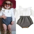 thumbnail image 1 of Newborn Baby Girls Wool Knitting Tops Romper Shorts Outfits Set 0-24M, 1 of 4