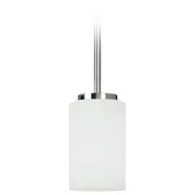 Sea Gull Lighting 61160BLE-05 Pendant with Cased Opal Etched Glass Shades, Chrome Finish